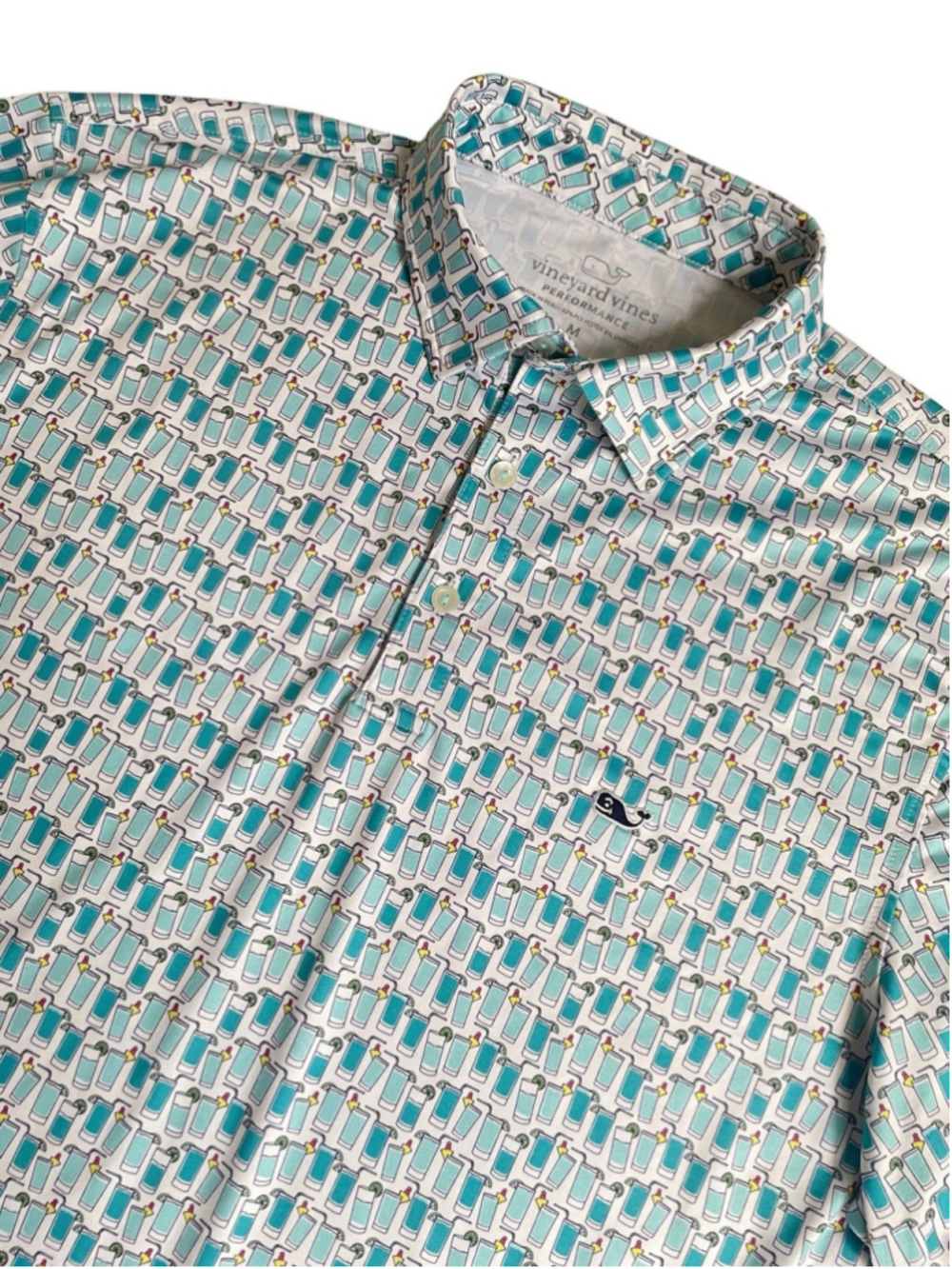Vineyard Vines Performance Sankaty Golf Polo Shirt Mens M Cocktail Print AOP